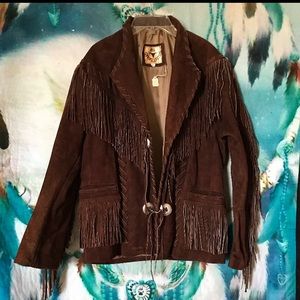 Genuine suede brown fringe jacket